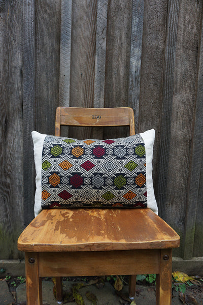 Eliana - Vintage Laotian Silk Textile with African Cotton Pillow