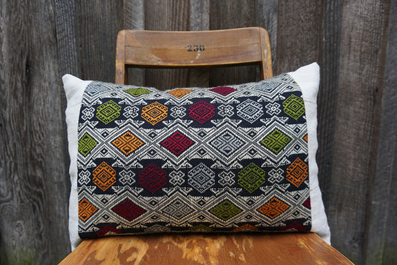 Eliana - Vintage Laotian Silk Textile with African Cotton Pillow