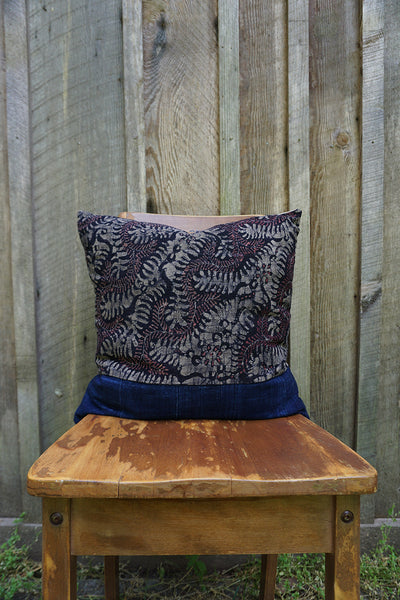 Sakura - Indonesian Batik with Vintage African Indigo Pillow