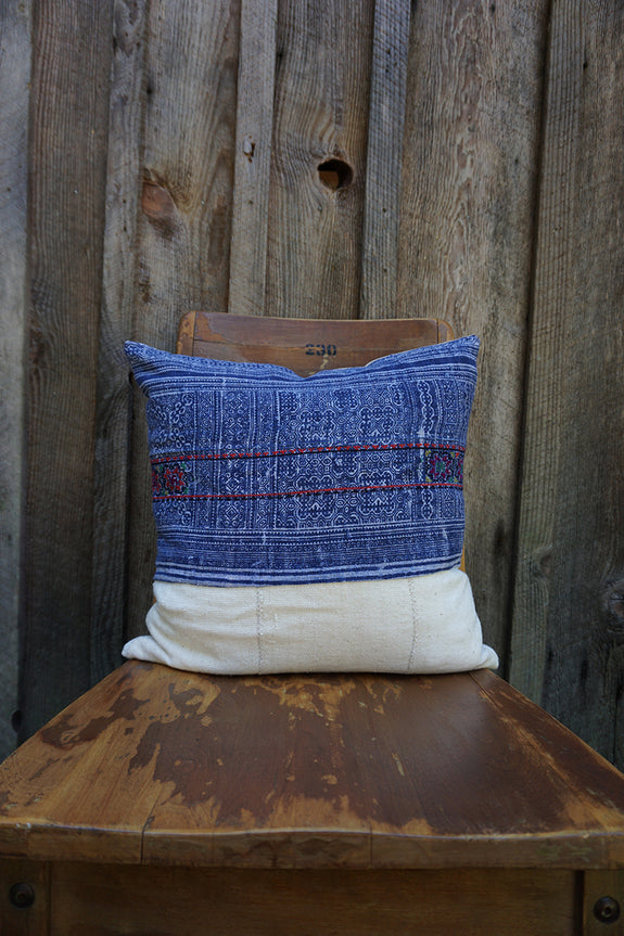 Ramona - Hmong Batik Textile with African Cotton Pillow