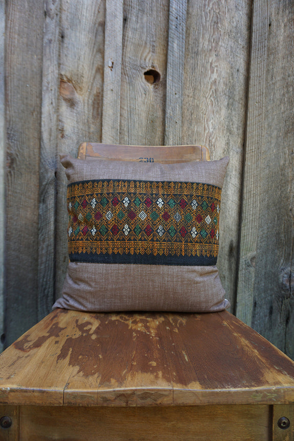 Fatima - Vintage Laotian Silk Textile Pillow