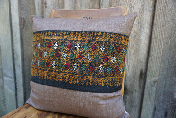 Fatima - Vintage Laotian Silk Textile Pillow