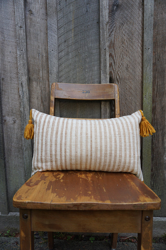 Lilith - Indonesian Striped Cotton Pillow with Tassels