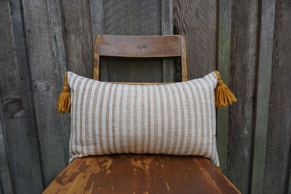 Lilith - Indonesian Striped Cotton Pillow with Tassels