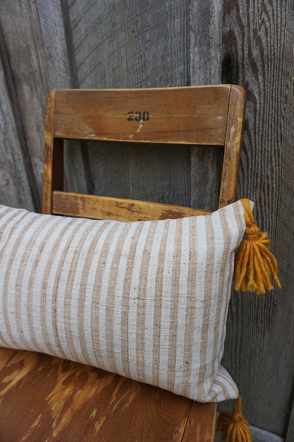 Lilith - Indonesian Striped Cotton Pillow with Tassels