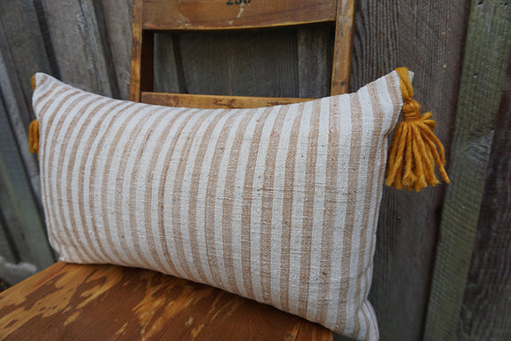 Lilith - Indonesian Striped Cotton Pillow with Tassels