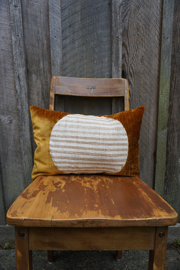 Lisann - Corduroy/Velvet with Indonesian Striped Cotton Pillow