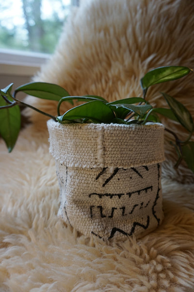 White Mudcloth Plant Holder