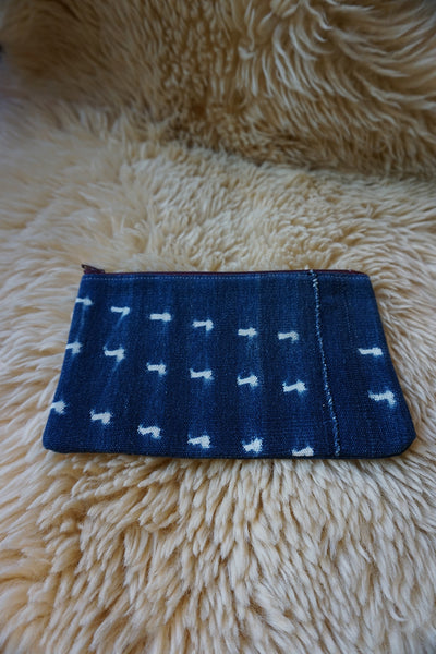 Zippered Pouch made from Vintage African Indigo - #239
