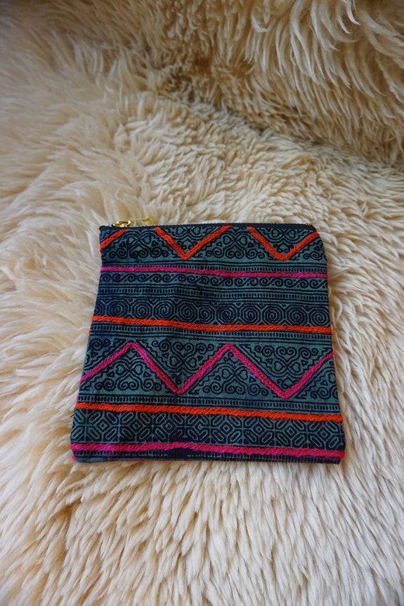 Zippered Pouch made from Thai Hmong Textile - #187