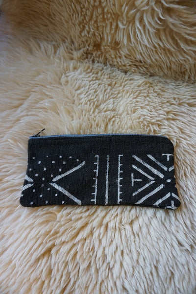 Zippered Pouch made from African Mudcloth - #219