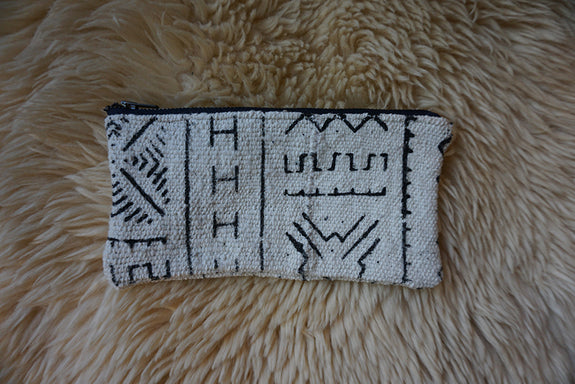 Zippered Pouch made from African Mudcloth - #212