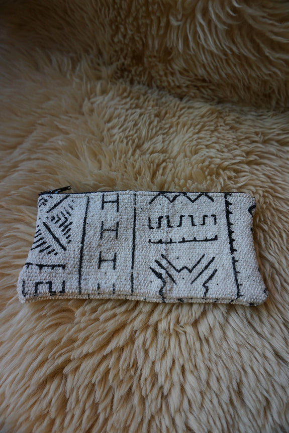 Zippered Pouch made from African Mudcloth - #212