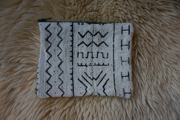 Zippered Pouch made from African Mudcloth - #213