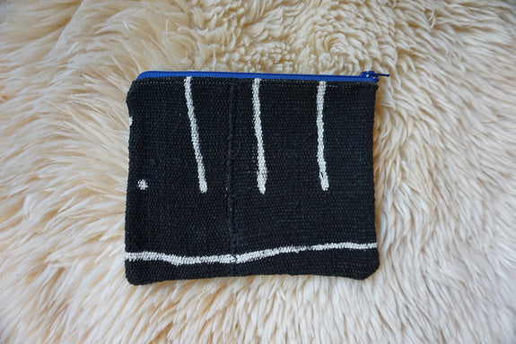 Zippered Pouch made from African Mudcloth - #179