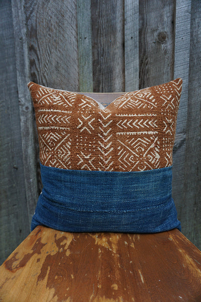 Amoura - African Mudcloth and Vintage Indigo Pillow