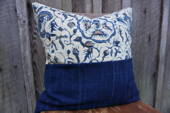 Effie - Indonesian Batik with African Indigo Pillow