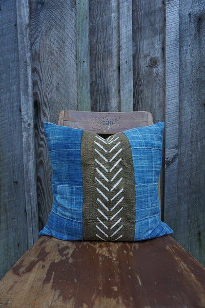 North - African Mudcloth and Vintage Indigo Pillow