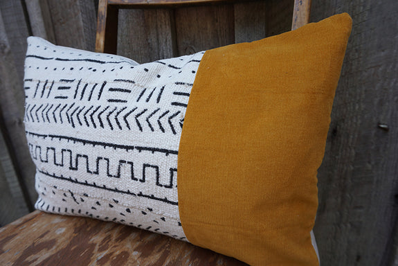 Posy - African Mudcloth with Corduroy Pillow