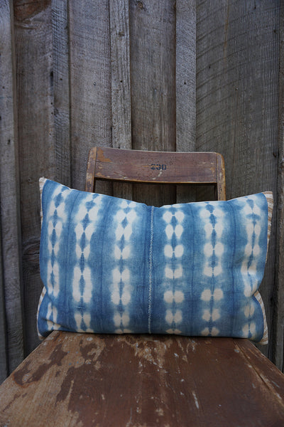 Indra - Vintage African Indigo and Indonesian Striped Cotton Pillow