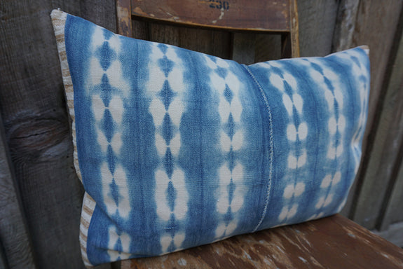 Indra - Vintage African Indigo and Indonesian Striped Cotton Pillow