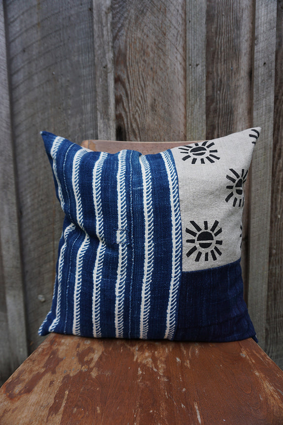 Adira - Blockprint with Vintage African Indigo Pillow