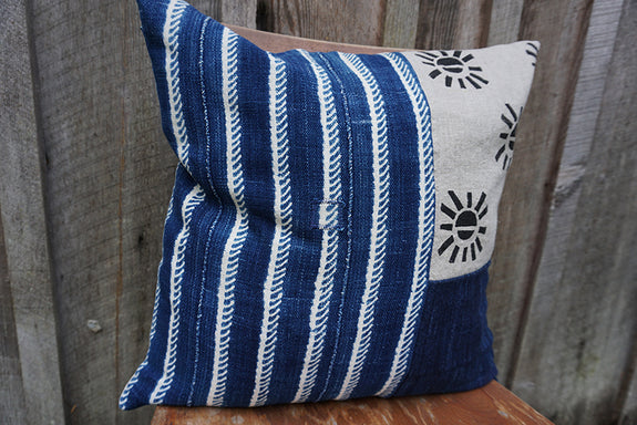 Adira - Blockprint with Vintage African Indigo Pillow