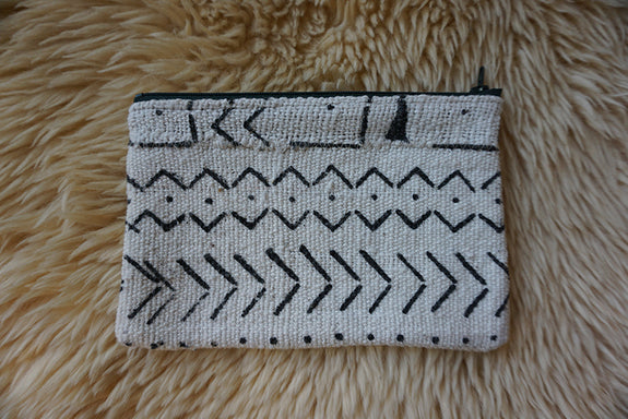 Zippered Pouch made from African Mudcloth - #256
