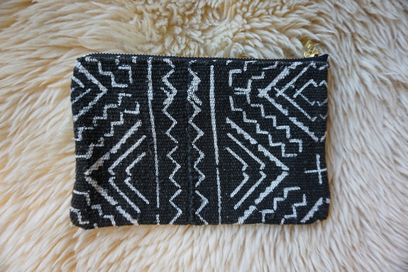 Zippered Pouch made from African Mudcloth - #266