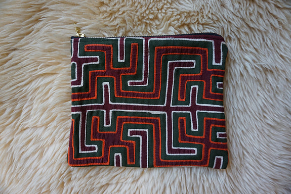Zippered Pouch made from Vintage Kuna Mola - #272