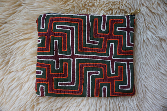 Zippered Pouch made from Vintage Kuna Mola - #272