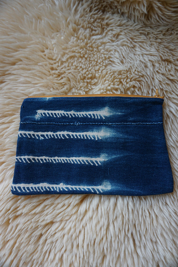 Zippered Pouch made from Vintage African Indigo - #255