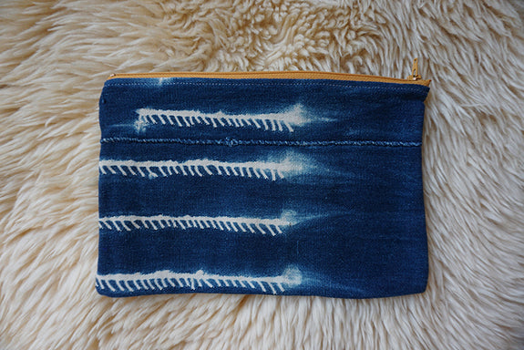 Zippered Pouch made from Vintage African Indigo - #255