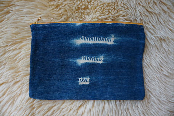 Zippered Pouch made from Vintage African Indigo - #255