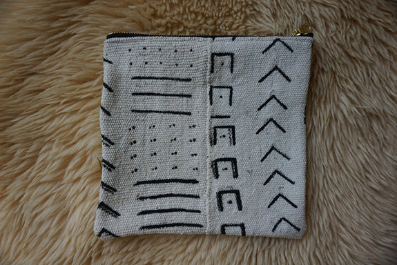 Zippered Pouch made from African Mudcloth - #258