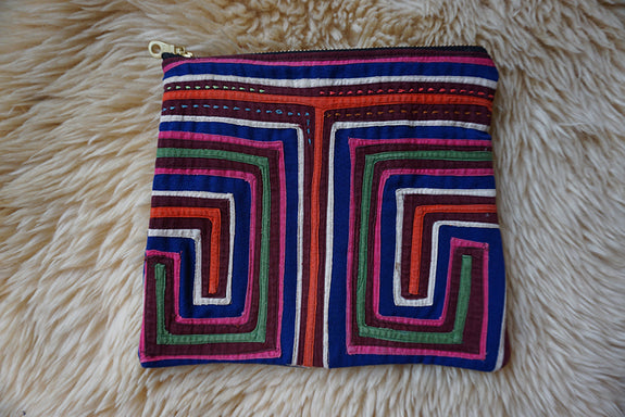 Zippered Pouch made from Vintage Kuna Mola - #273