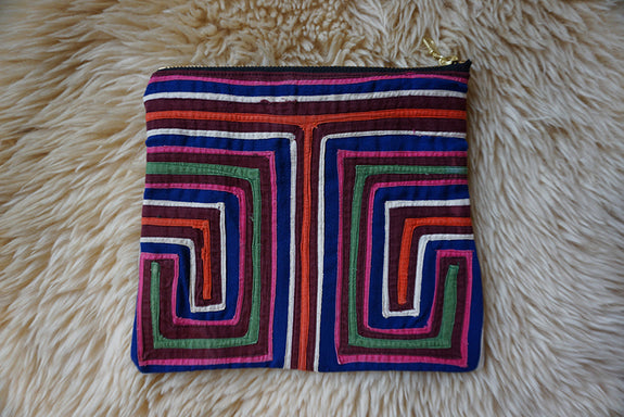 Zippered Pouch made from Vintage Kuna Mola - #273