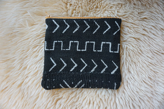 Zippered Pouch made from African Mudcloth - #283
