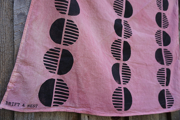Naturally Dyed + Blockprinted Organic Cotton Bandana - Pink
