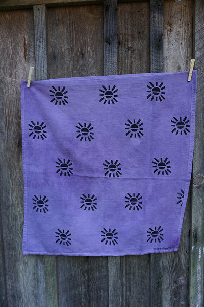 Naturally Dyed + Blockprinted Tea Towel - Purple