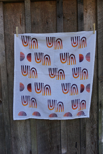 Blockprinted Tea Towel - White