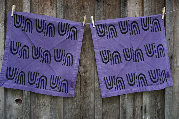 Naturally Dyed + Blockprinted Set/2 Napkins - Purple