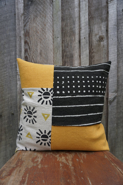 Sunny - African Mudcloth and Blockprint Pillow