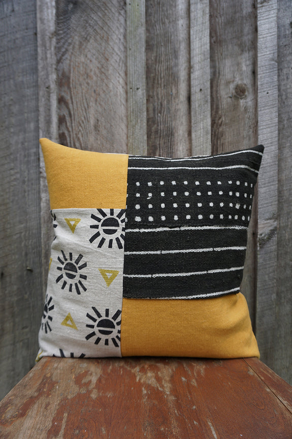 Sunny - African Mudcloth and Blockprint Pillow