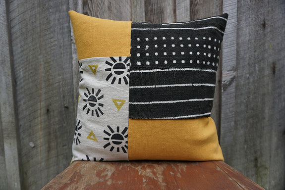 Sunny - African Mudcloth and Blockprint Pillow