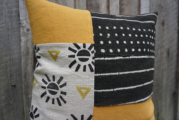 Sunny - African Mudcloth and Blockprint Pillow