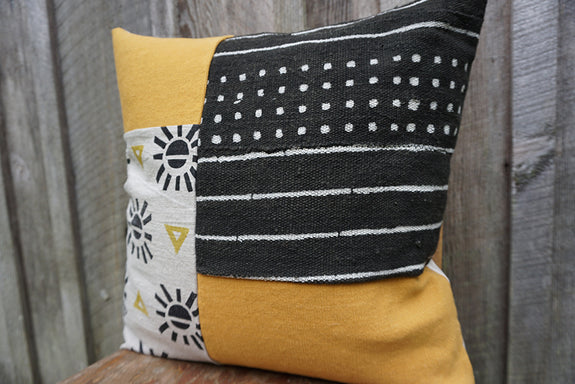 Sunny - African Mudcloth and Blockprint Pillow