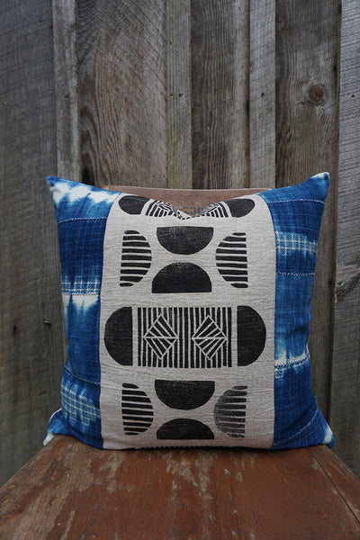 Rian - Vintage African Indigo with Blockprint Pillow