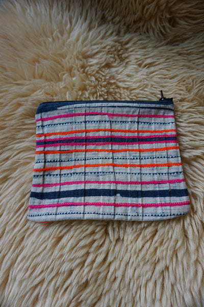 Zippered Pouch made from Vintage Thai Hmong Batik Textile - #286