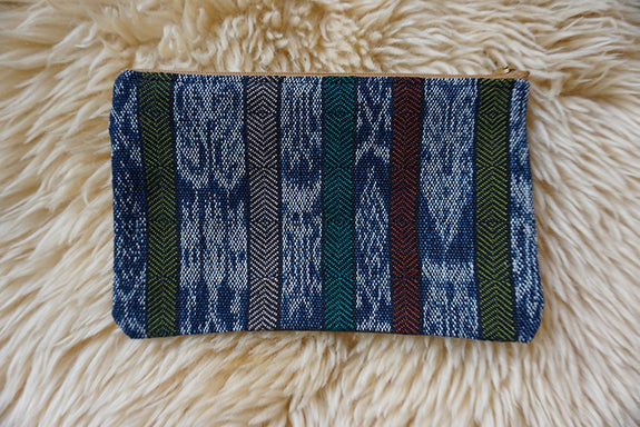 Zippered Pouch made from Guatemalan Ikat Textile - #289